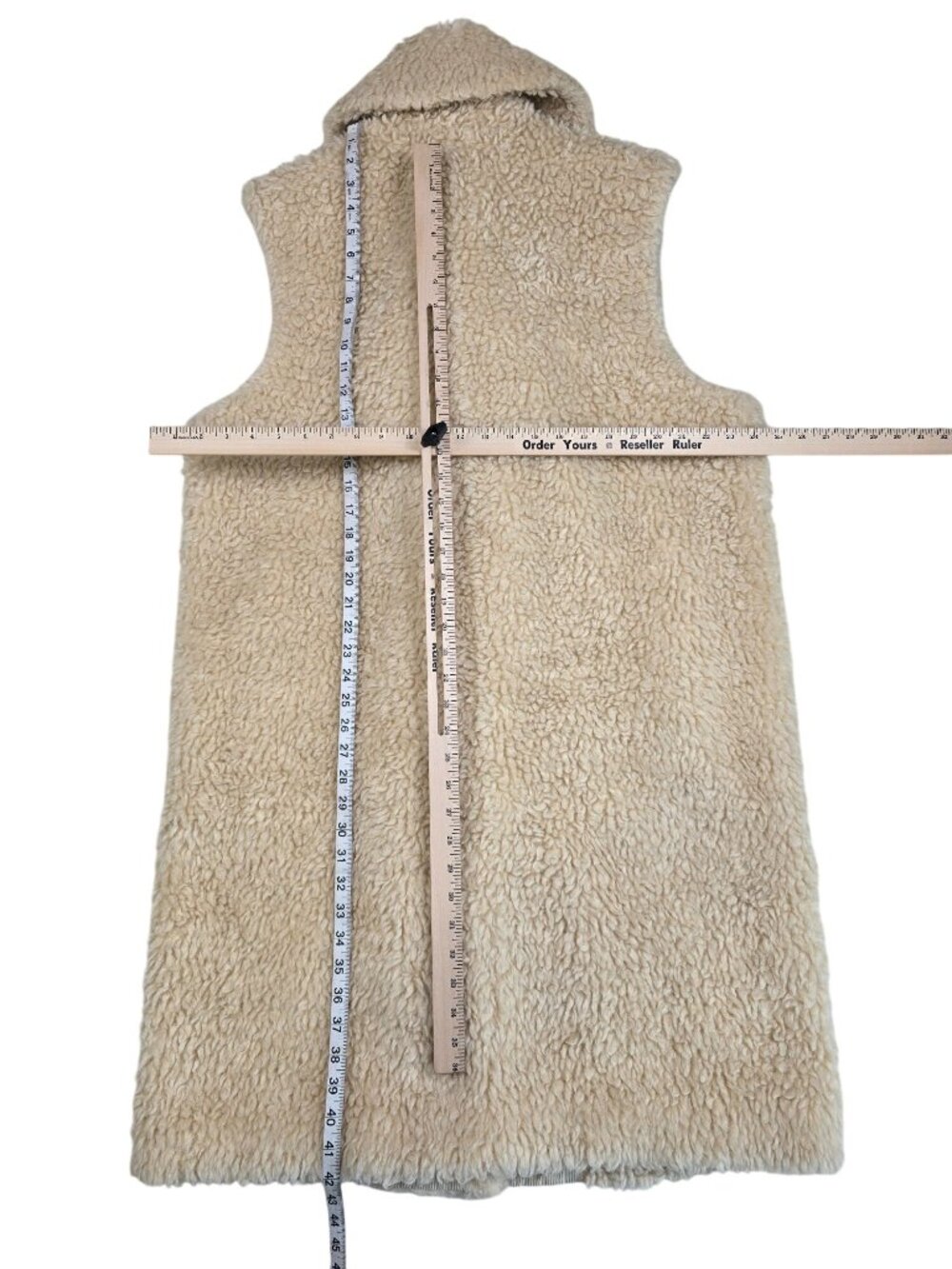 Banana Republic Cora Sherpa Vest M/L Beige Double-Breasted Wool Boho - Picture 9 of 9